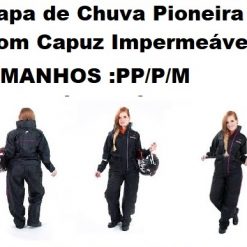 Conjunto Capa de Chuva Pioneira Nylon full Feminino com Capuz Impermeável