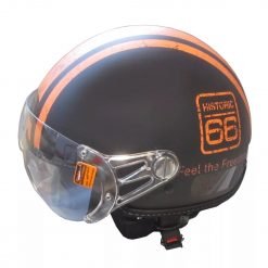 Capacete Kraft Plus Historic  66 Tam. 57 Preto/Laranja